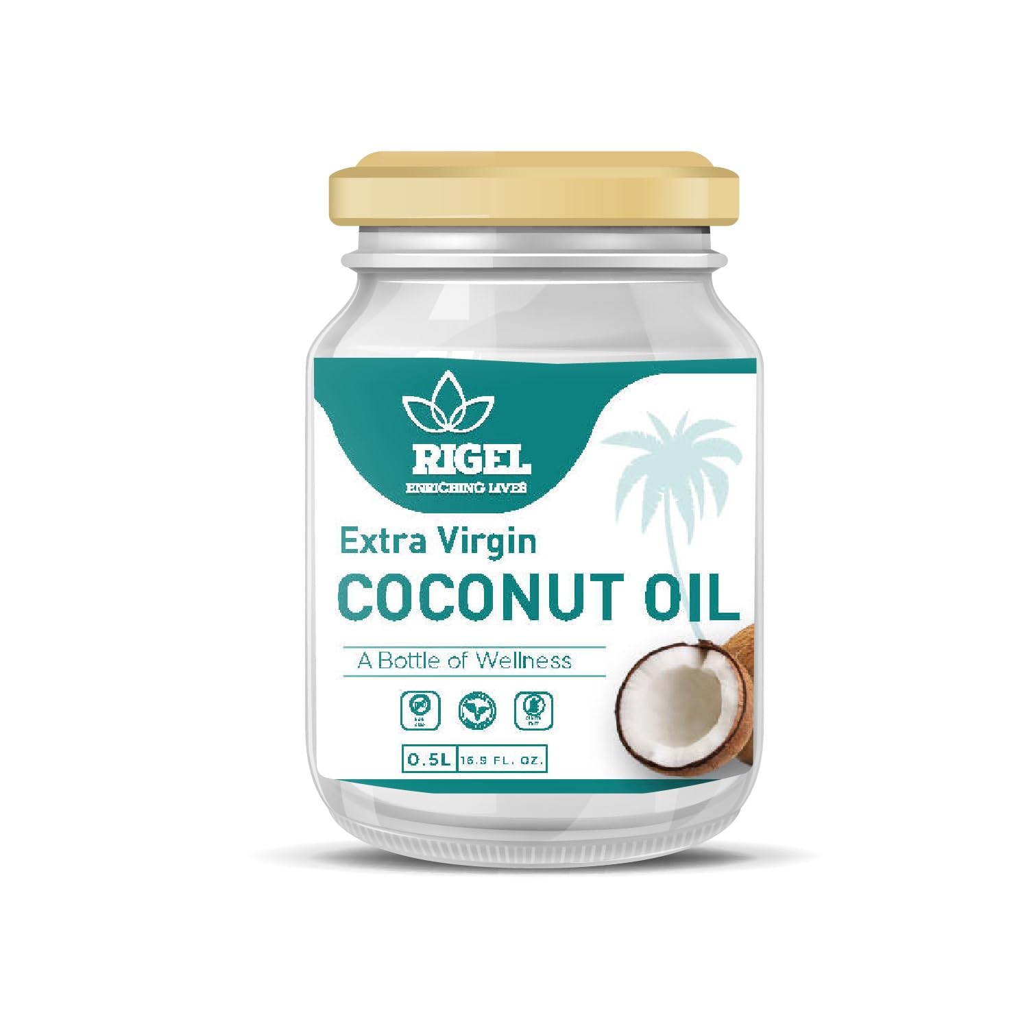 Rigel Spices | Extra Virgin Coconut Oil 16.9 fl oz | Cold Pressed for Pure Goodness