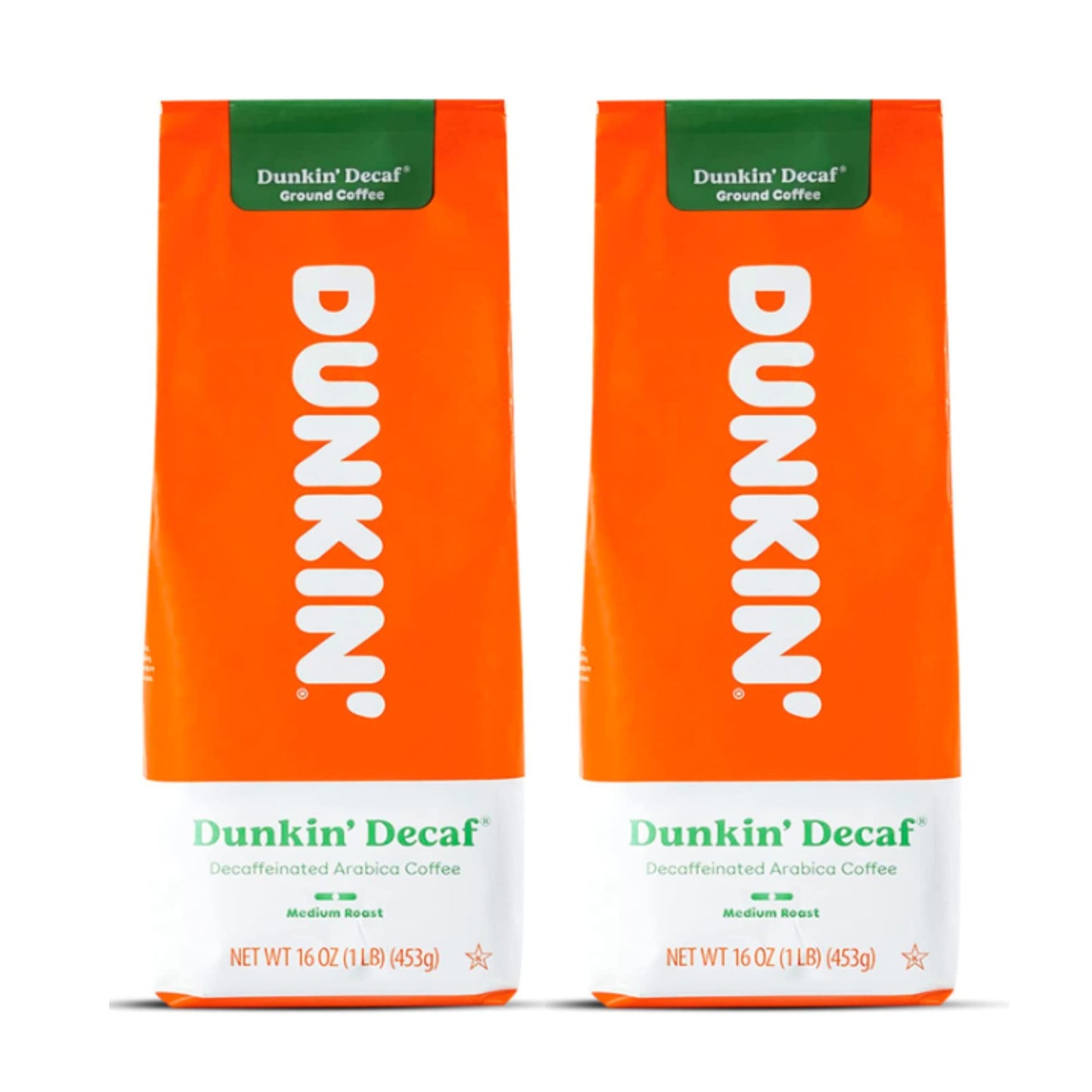 Dunkin Donuts Coffee Decaf 16 Oz Bag, Pack Of 2