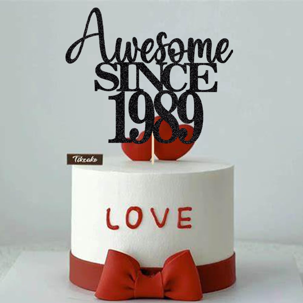35Th Awesome Since 1989 Cake Topper Cheers To 35 Years Birthday Cake Pick 35 Fabulous Cake Decoration For Happy 35Th Birthday An