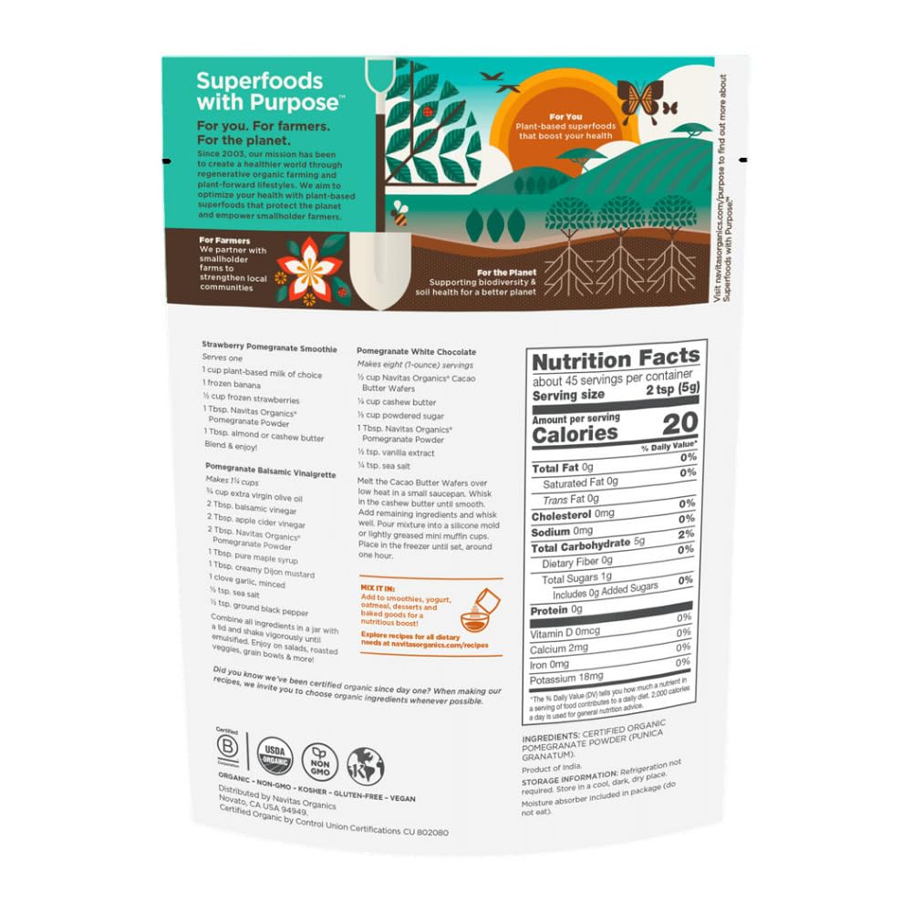 Navitas Naturals - Pomegranate Power Organic Freeze Dried Pomegramate Powder - 8 oz. ( 2-Pack)