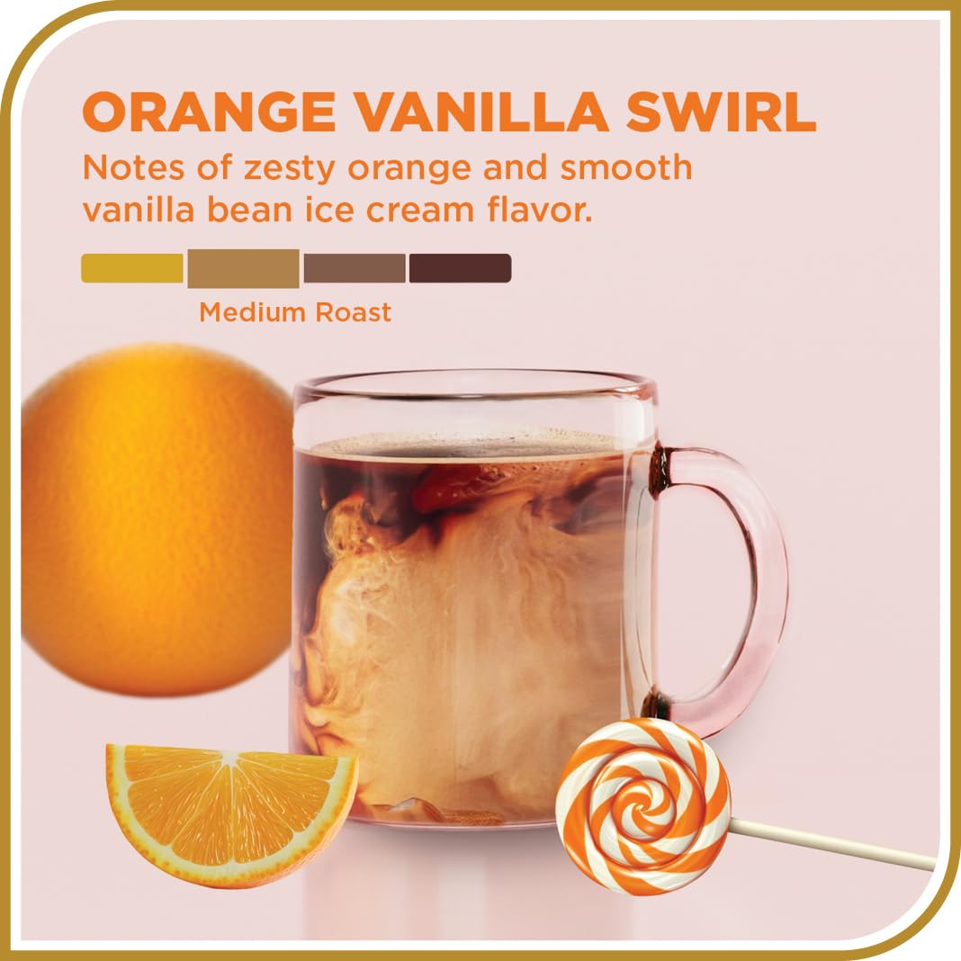 Don Franciscos Orange Vanilla Swirl Whole Bean Coffee  Medium Roast - Flavored 100% Arabica  20 oz Bag  enhanced Coffee for Drip  Pour Over & French Press