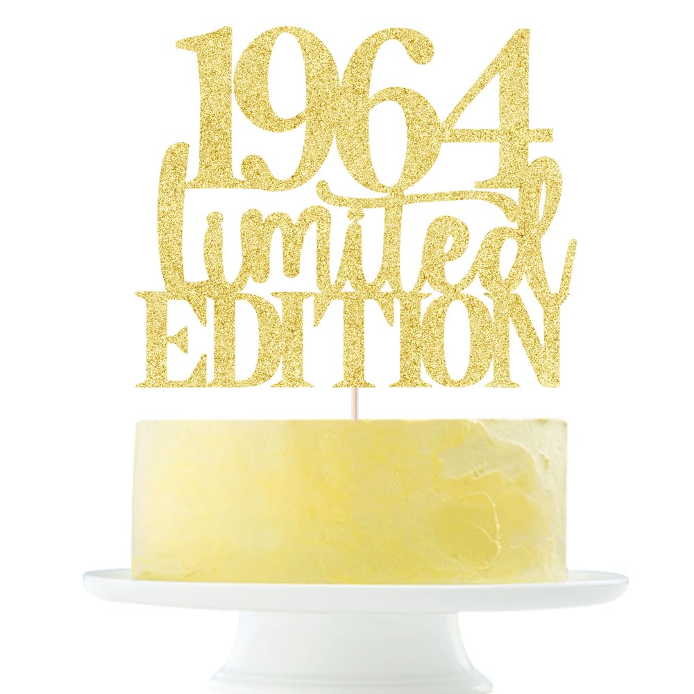 Limited EDITION 1964 cake topper 61th birthday happy birthday cake topper men and women cheer 61 years old handmade Golden glitt