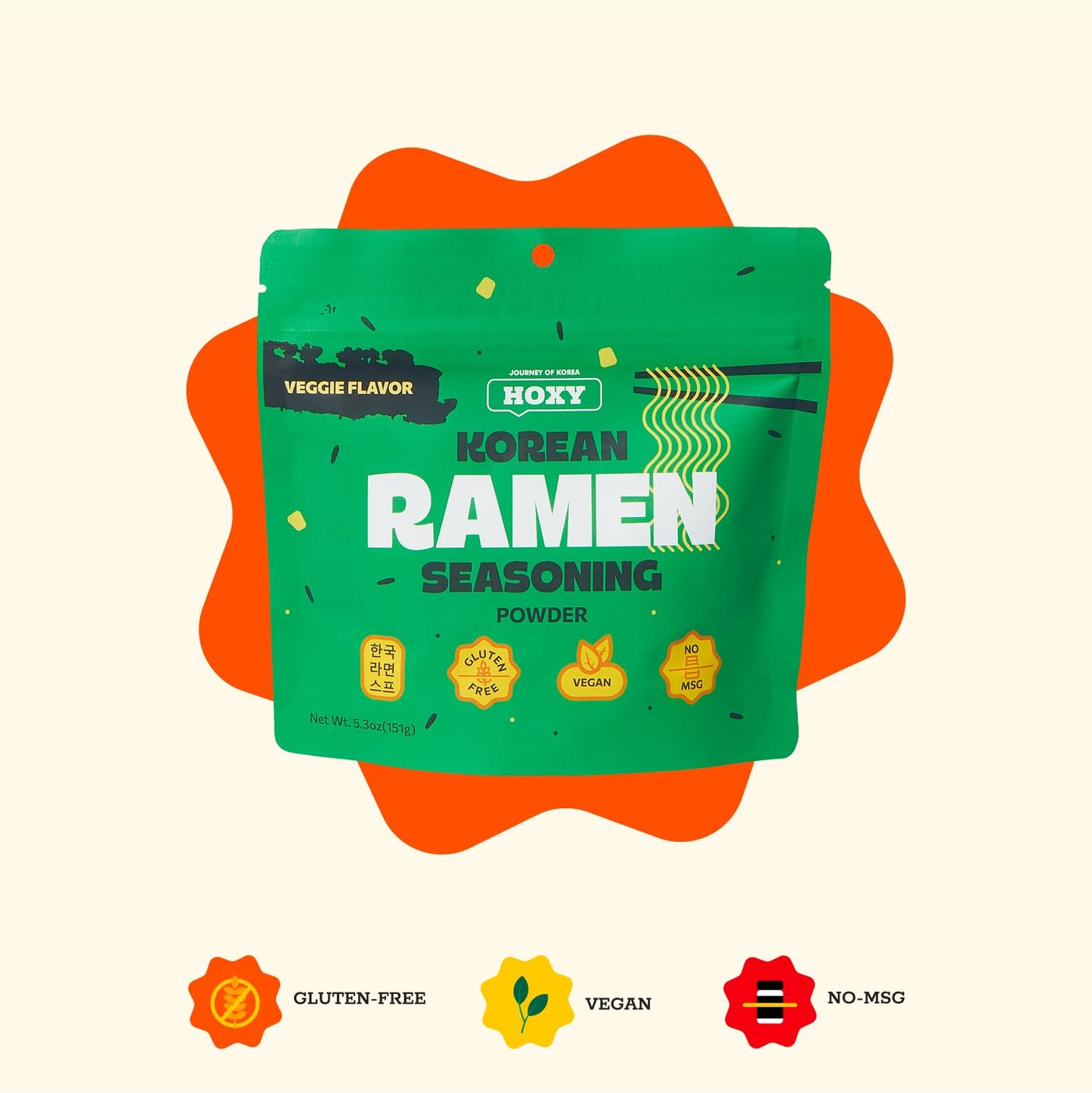Hoxy Journey Of Korea ''Korean Ramen Seasoning'' | Gluten Free, Vegan, No-Msg | Premium Finest Ramen Seasoning Powder | 5.3Oz (V