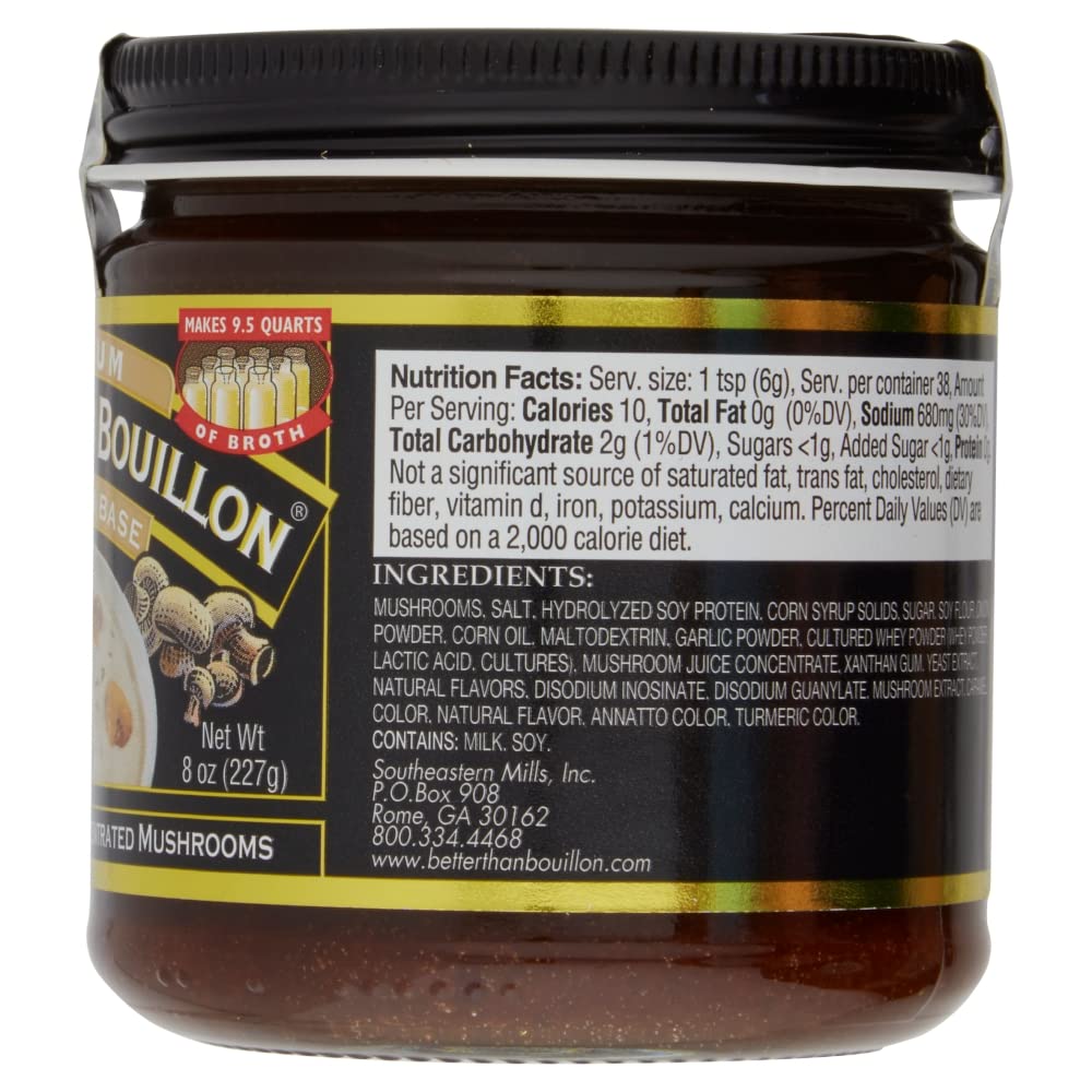 Better Than Bouillon Mushroom Base, 8 OZ, Makes 9.5 Quarts of Broth, 38 Servings, Model 600031