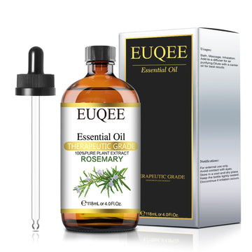 Euqee Rosemary Essential Oil 118Ml Pure & Natural Rosemary Oil With Glass Dropper For Skin, Aromatherapy, Diffuser, Soap & Candl