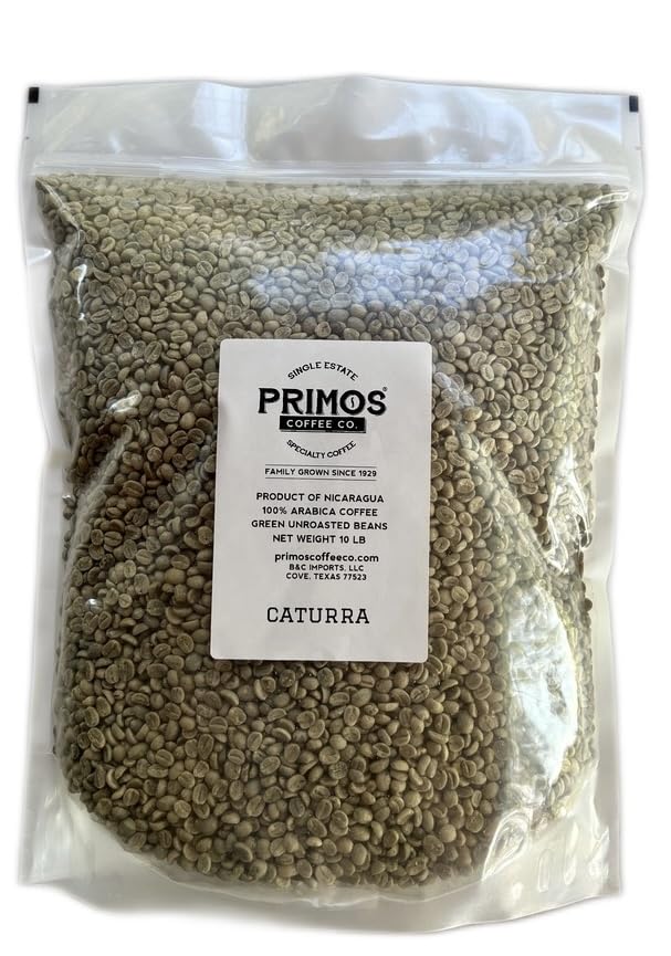 Primos Coffee Co. Unroasted Green Coffee Beans - Specialty Grade, 10 Lb, Single Origin from Nicaraguan Estate, Caturra Varietal