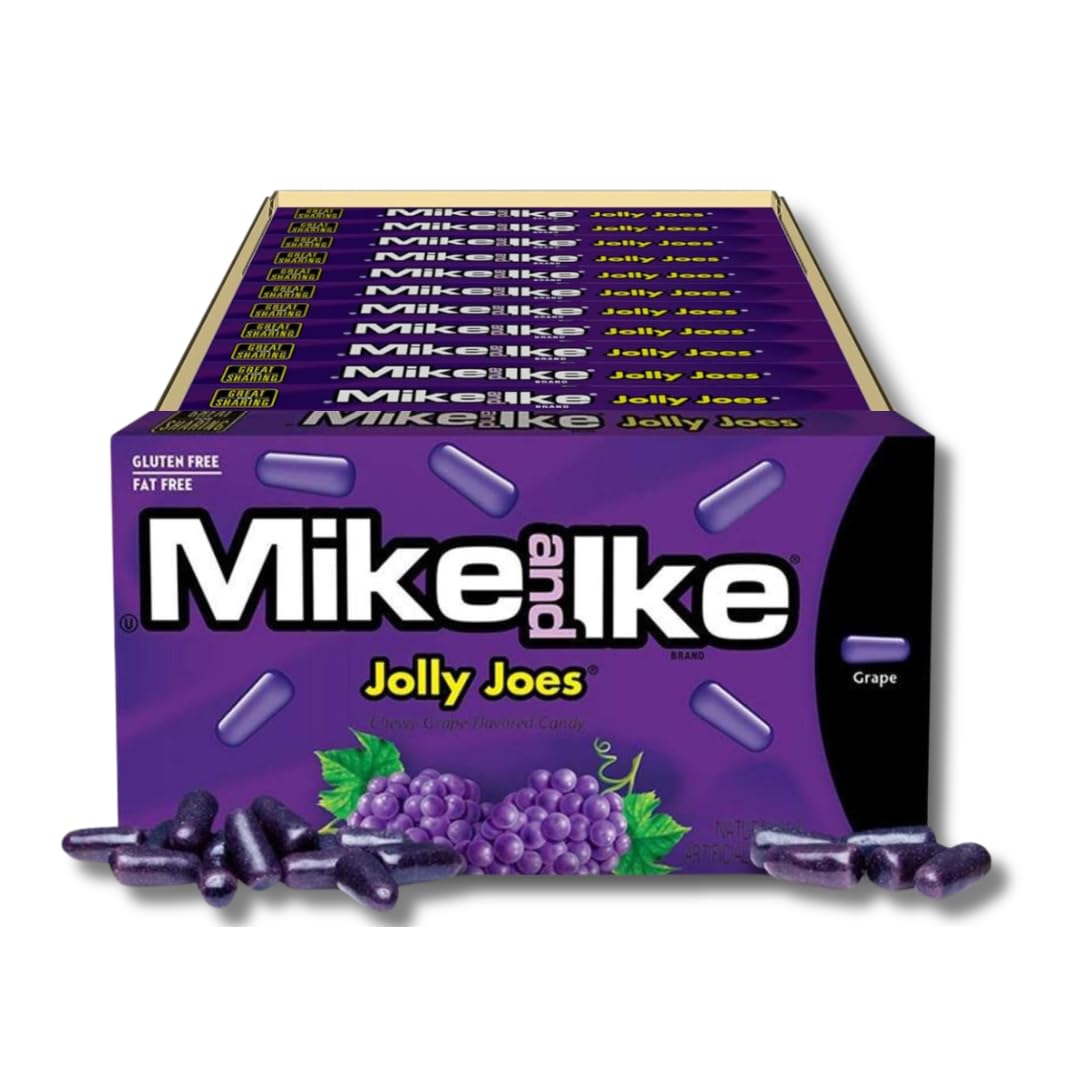 LYZAS SWEETS & TREATS Mike & Ike Grape Jolly Joes Gift Pack of 12 Theatre Boxes, 4.25 oz