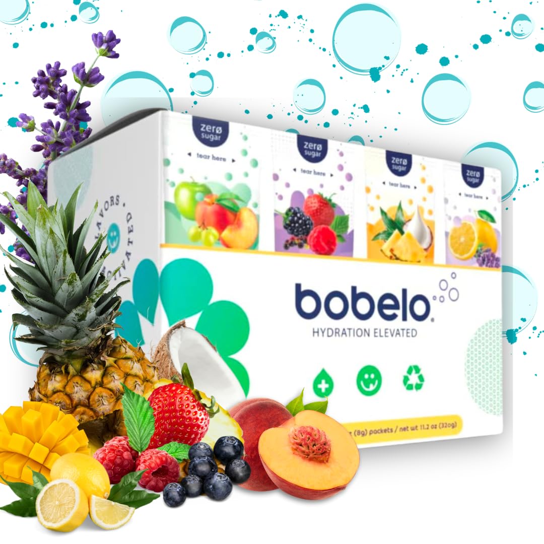 Bobelo Self Carbonating Hydration Packets  Variety  40 Pack  Sparkling Water & Soda Alternative  Sugar Free Electrolytes Powder Packets  Water Enhancer Drink Mix  Low Calorie  Keto Friendly