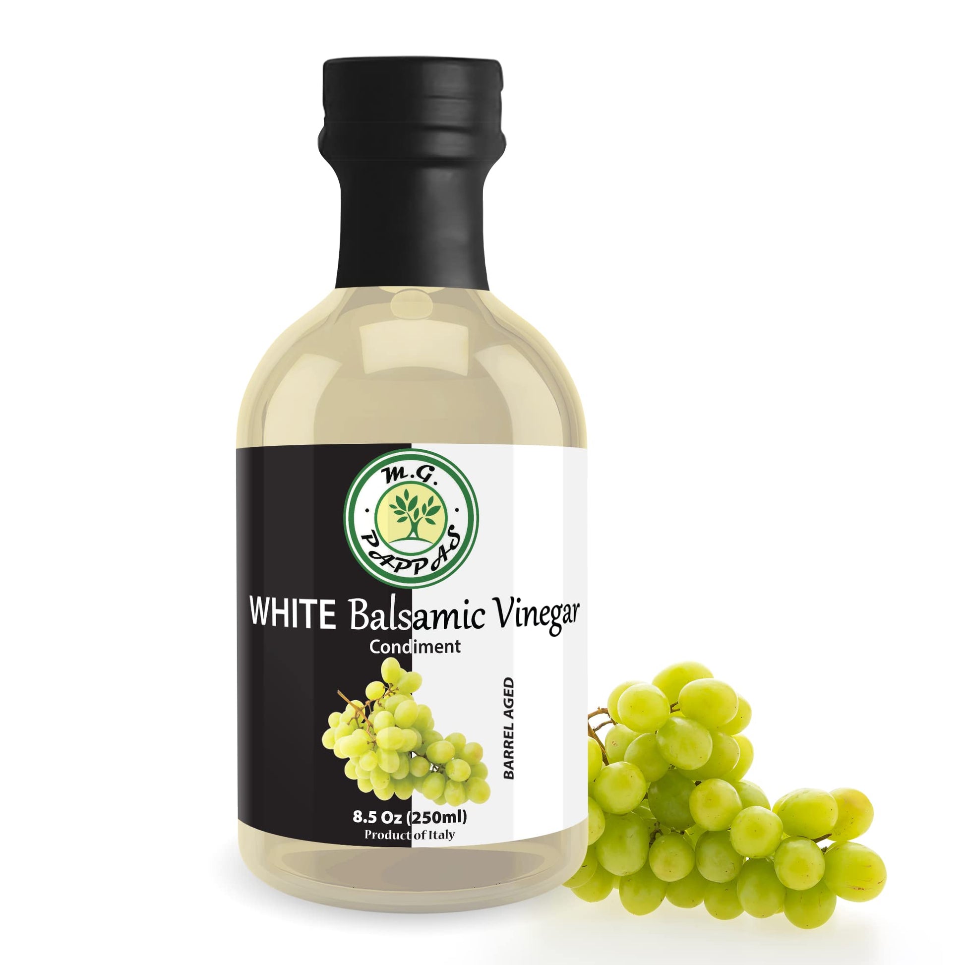 M.G. PAPPAS Aged White Balsamic Vinegar - 8.5 Oz (250ml) - No Preservatives, No Added Sugar - Ideal for Cooking and Dressings