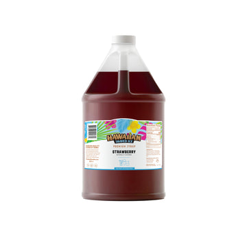 Hawaiian Shaved Ice Syrup Gallon, Strawberry Flavor, Great For Slushies, Italian Soda, Popsicles, & More, No Refrigeration Needed, Allergy-Friendly, Perfect For Snowcone Stand And Coffee Shop Owners