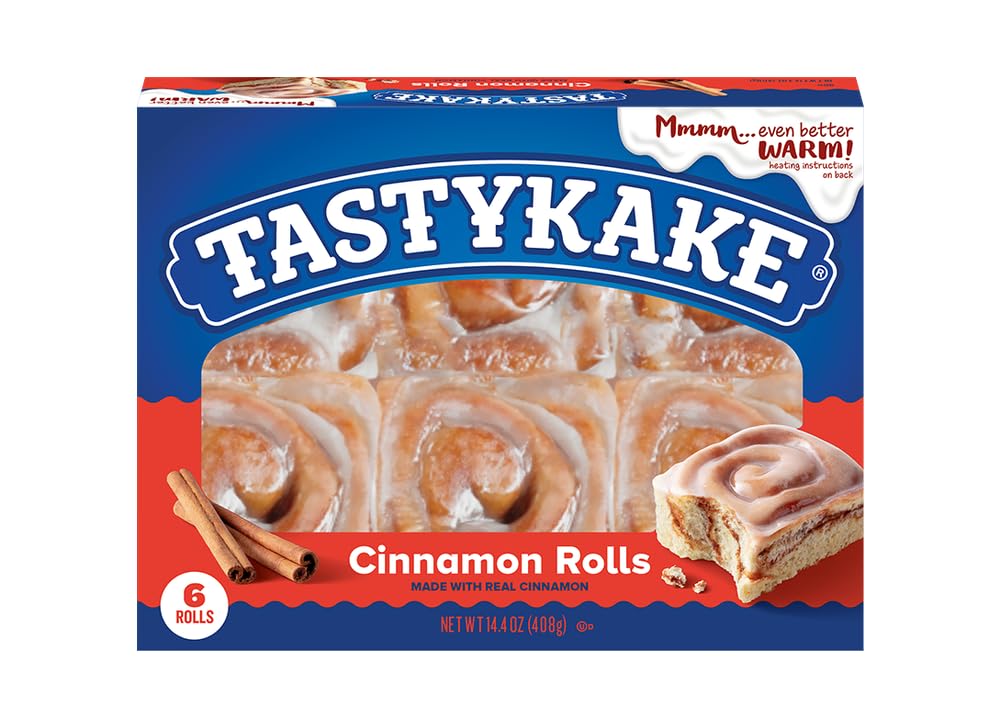 Tastykake Cinnamon Rolls, 6 Count, Made with Real Cinnamon, 14.4 oz (Pack of 2)