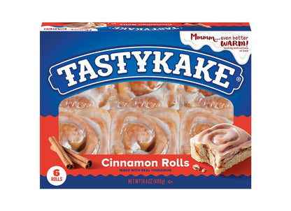 Tastykake Cinnamon Rolls, 6 Count, Made with Real Cinnamon, 14.4 oz (Pack of 2)