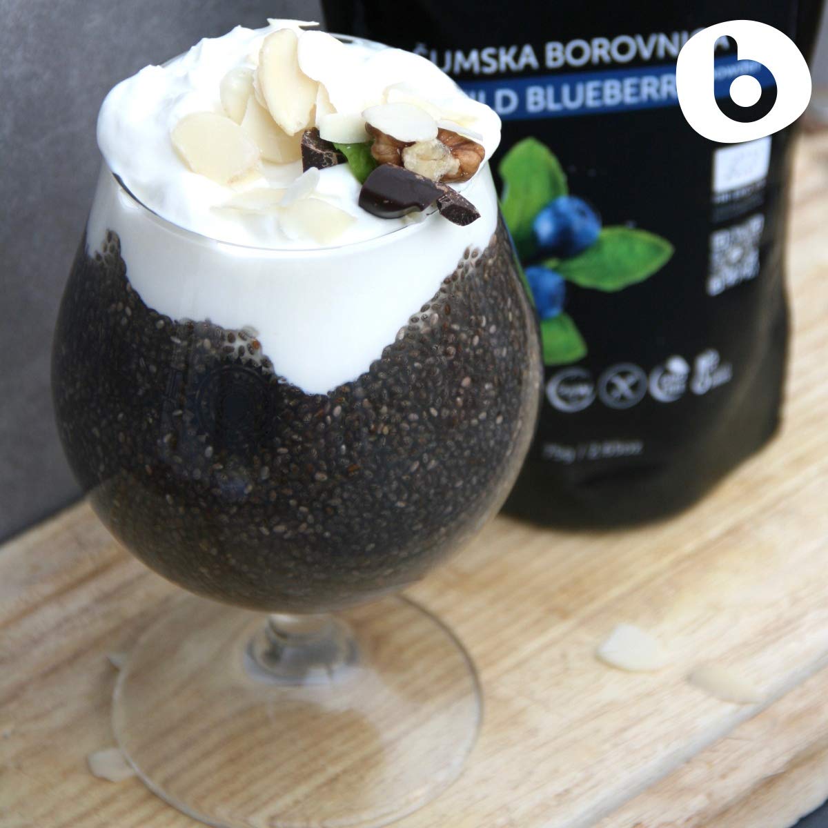 b Organic Wild Blueberry Powder - High in Anthocyanins - 2.65oz - Vegan, Freeze Dried, Ideal for Smoothies and Baking