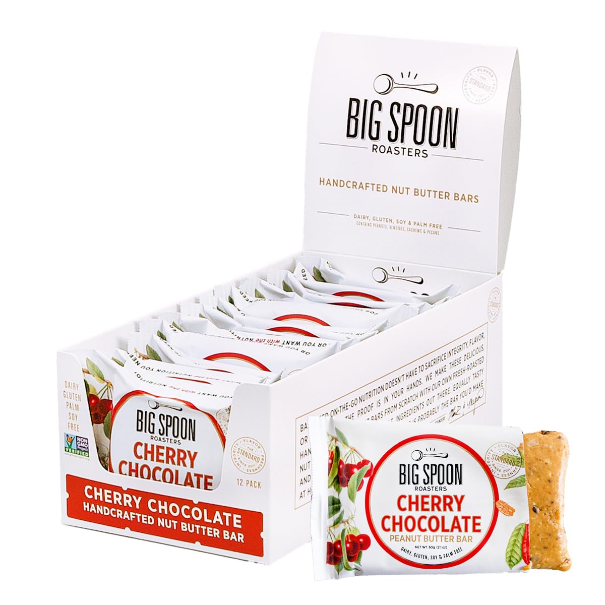 Big Spoon Roasters Nut Butter Bars Low Carb, High Protein Bars With Non Gmo Pea Protein Energy Bars With Peanut & Pecan Butters 
