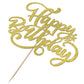 Crseniny Happy Birthday Cake Topper,Gold Glitter Birthday Sign Cake Decorations,Anniversary Party/Birthday Party Decoration Supp