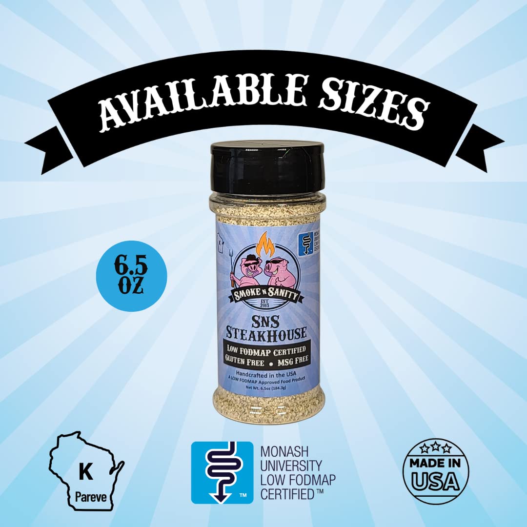 Smoke n Sanity SnS SteakHouse | Sensitive Stomach Approved | Full Flavor | Monash Certified Low FODMAP | Gluten Free | Certified