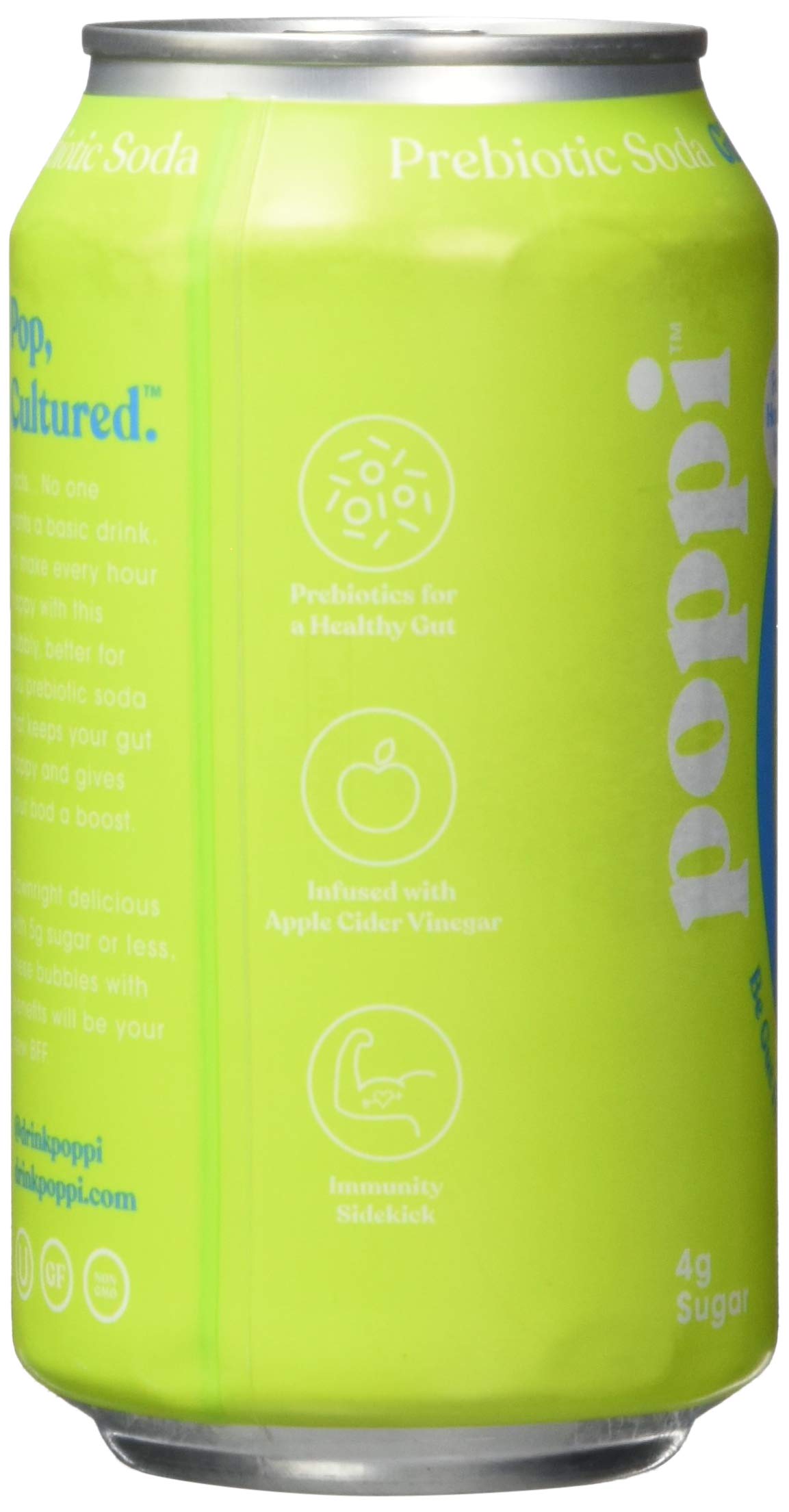 Poppi Ginger Lime Prebiotic Soda, 12 Fl Oz (Pack of 12)