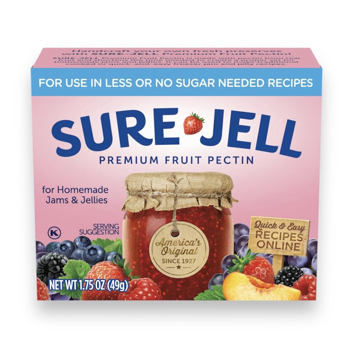 Sure Jell Low Sugar Pectin for Canning - Pack of 3  Sure Jell Fruit Pectin 1.75 oz Boxes for Low or No Sugar Jams  Jellies  and Preserves - Bundled with Daily Gemz Spoon
