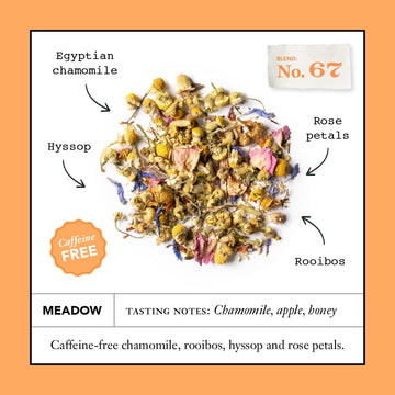 Steven Smith Teamaker Meadow No. 67, Chamomile, Rooibos, Hyssop & Rose Petals, Herbal Tea Blend, Caffeine-Free, Sugar-Free, Sustainably Grown, Tea Bags, 15 Sachets, 0.85Oz Each