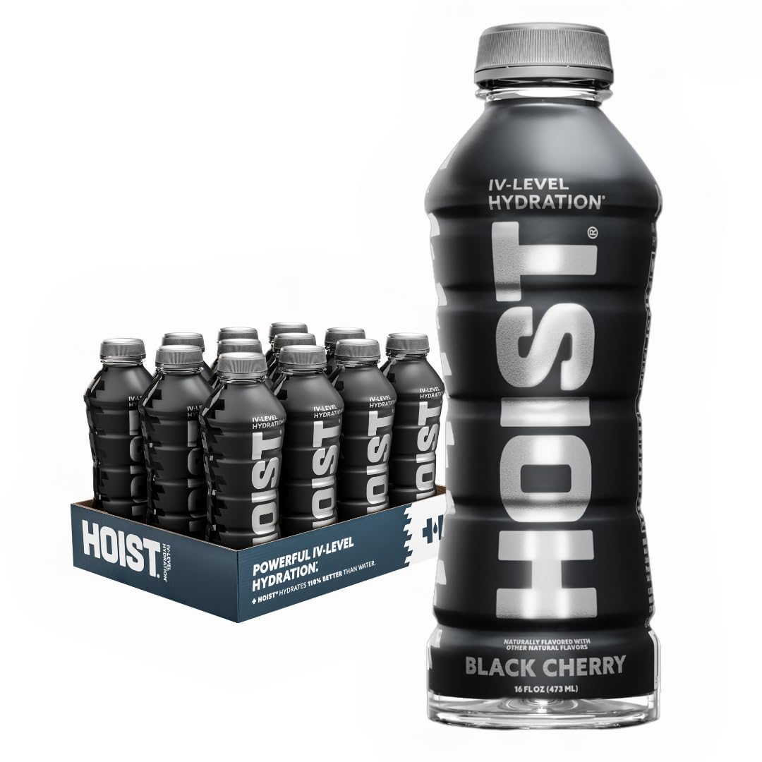 HOIST Premium Hydration Electrolyte Drink, Black Cherry, 16 Fl Oz (Pack of 12)
