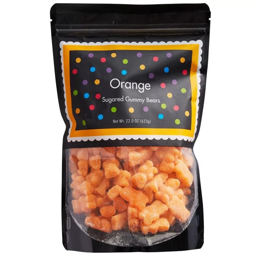 The Hampton Popcorn Company Orange Gummy Bears, 22 Ounce Resealable Bag, Sugared Orange Candy