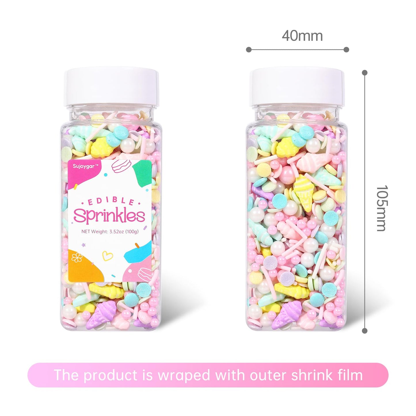 Ice Cream Sprinkles Mix | Pink Purple Blue Yellow | Sprinkles For Cake Decorating | Cupcake Toppers | Ice Cream | Cookie | Fancy