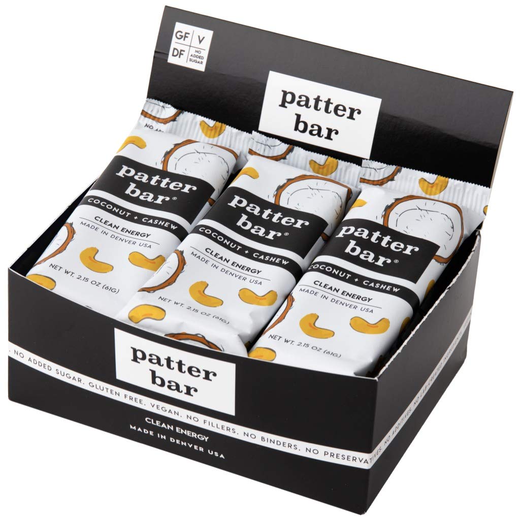 Patter Bar (Organic Coconut Cashew, 12-Pack Organic, Whole 30, Paleo, Vegan, No Added Sugar, Gluten Free, Dairy Free, Plant Base