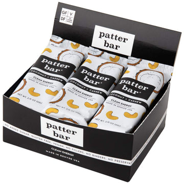 Patter Bar (Organic Coconut Cashew, 12-Pack Organic, Whole 30, Paleo, Vegan, No Added Sugar, Gluten Free, Dairy Free, Plant Base