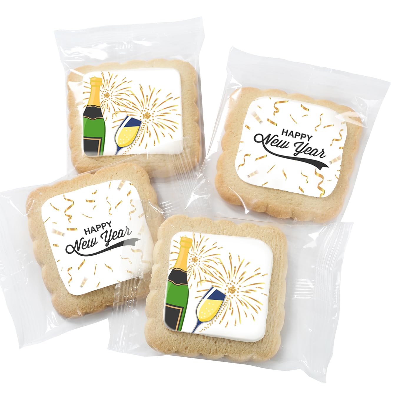 Happy New Years Cookies Individually Wrapped Treats 2025 Gift Theme Party Favors 24 Pack Bulk For Party Sugar Cookie Snacks