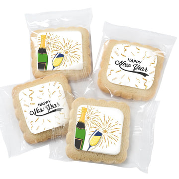 Happy New Years Cookies Individually Wrapped Treats 2025 Gift Theme Party Favors 24 Pack Bulk For Party Sugar Cookie Snacks