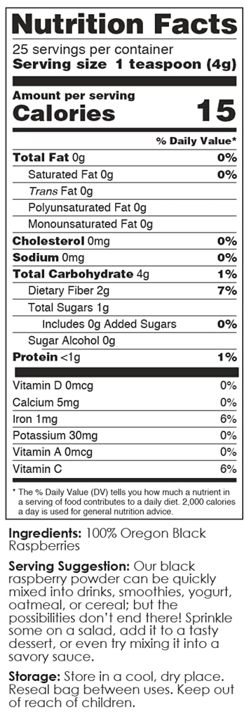 BerriHealth Black Raspberry Powder - 100% Authentic, 100 Grams (3.52 Ounce) - Model BHP100