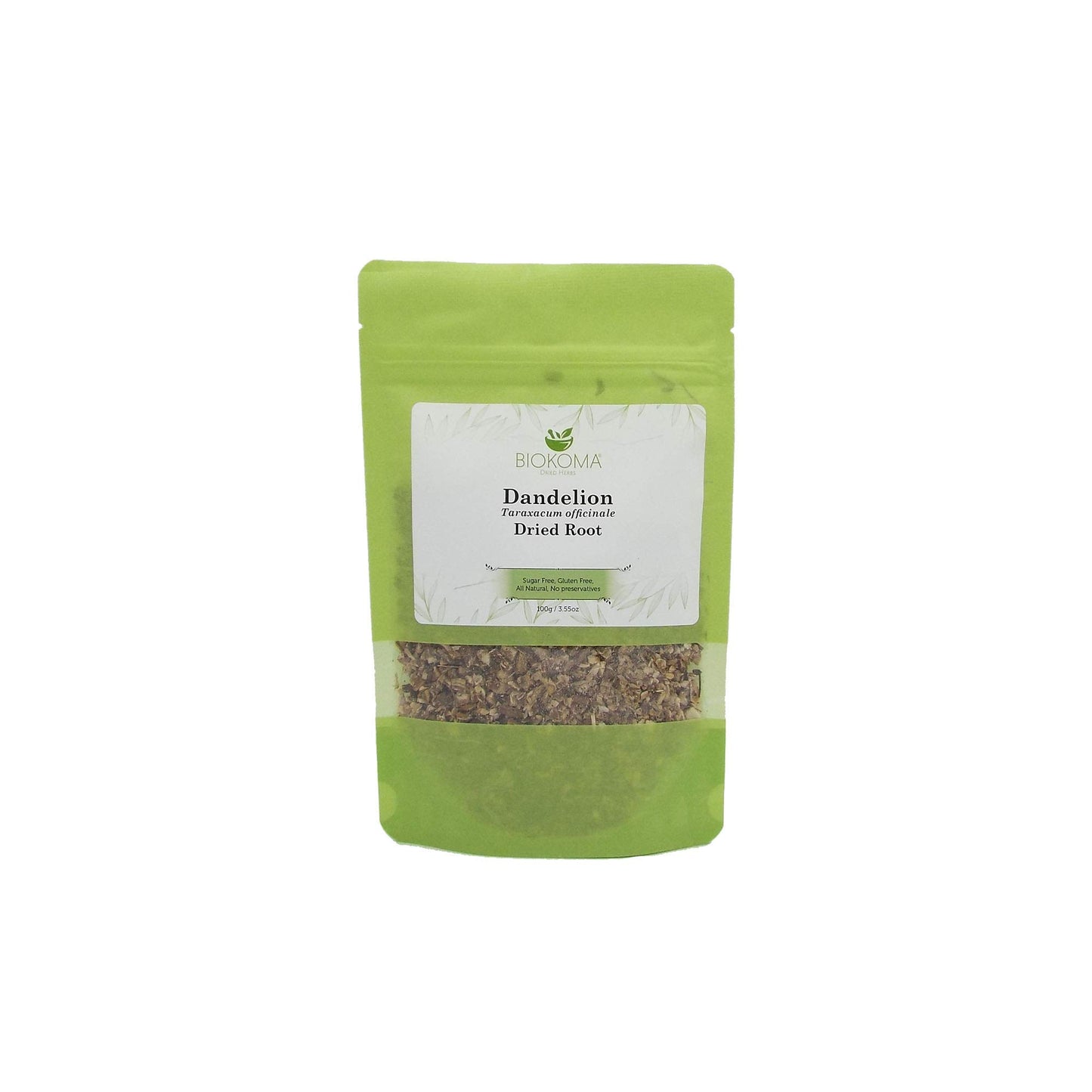Biokoma Pure and Organic Dandelion Root Tea 100g (3.55oz) in Resealable Moisture Proof Pouch, USDA Certified Organic - Herbal Te