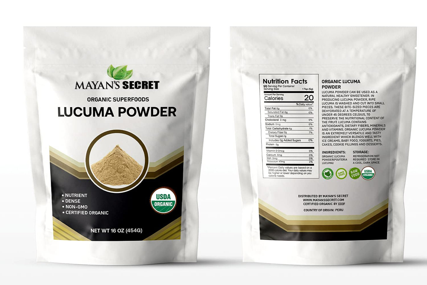 Mayan's Secret Certified Organic Lucuma Powder, 16 oz/Pack | High in nutrients