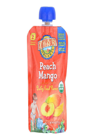 Earths Best Baby Food Puree Peach Mango Organic 4 Ounce