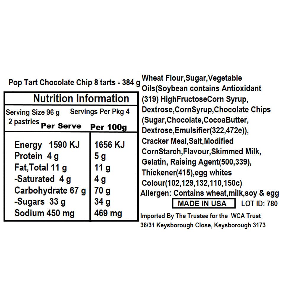 Kellogg'S Pop Tarts (Chocolate Chip, 384)