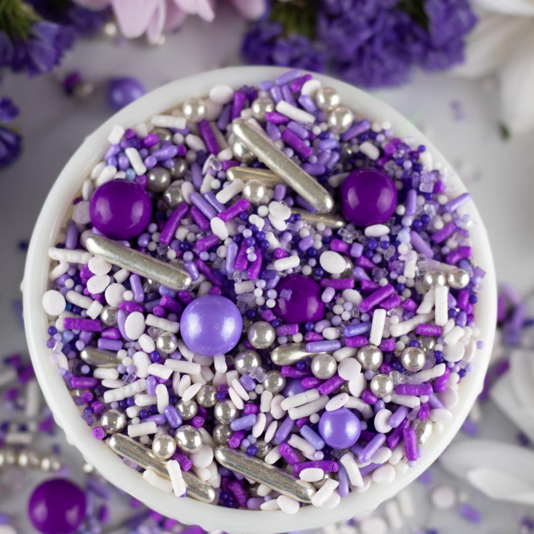 Perfectly Purple Sprinkle Mix| Made in USA By Sprinkle Pop| Monochromatic Mix of Rich Purples| Purple White Sprinkles For Decora