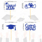 Moitkptt 2024 Graduation Topper, Set Of 24 (Blue) - Includes 4 Styles: Grad Cap, Diploma, 'Class Of 2024', 'Congrats'