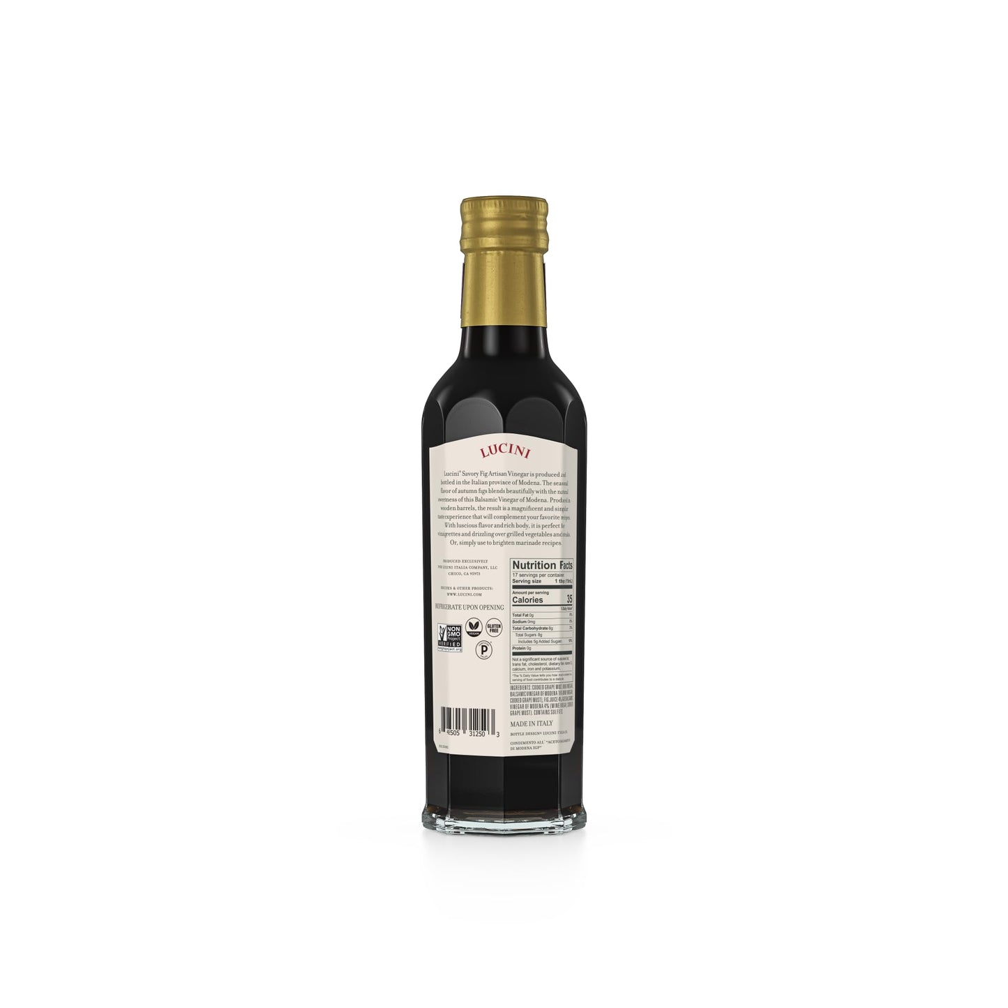 Lucini Italia Artisan Fig Balsamico Vinegar - Non-GMO Verified, Whole30 Approved, 250mL