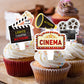 24 Pcs Movie Night Themed Cupcake Toppers For Birthday Party Decorations, Cinema Themed Party Supplies, Cinema Sign