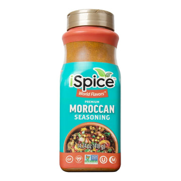 iSpice Blend | Moroccan Seasoning | 14.74 oz | Mixed Spice & Seasoning | Bulk Size | Halal | Kosher (Moroccan)