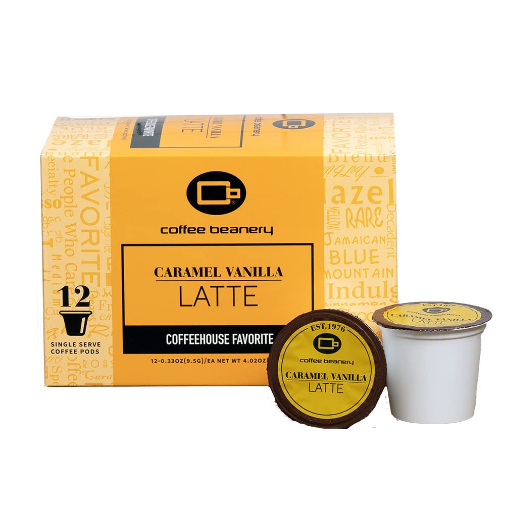 Coffee Beanery Caramel Vanilla Latte Coffee Pods, 12ct Medium Roast, 1 Count Pack
