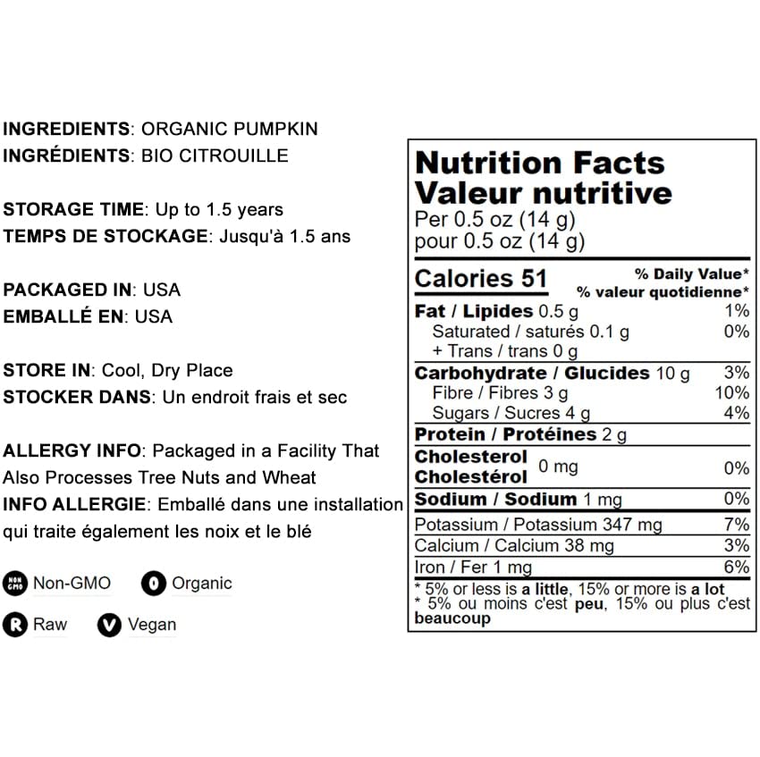 Food to Live Organic Pumpkin Fruit Powder - Non-GMO, Milled Dried Pumpkin, 100% Pure, No Additives, Vegan. Rich in Fiber, Beta-C