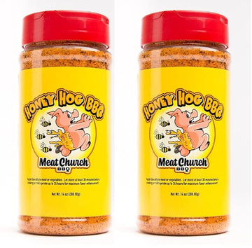 Meat Church BBQ Rub Combo: Two Bottles of Honey Hog (14 oz) BBQ Rub and Seasoning for Meat and Vegetables, Gluten Free, Total of