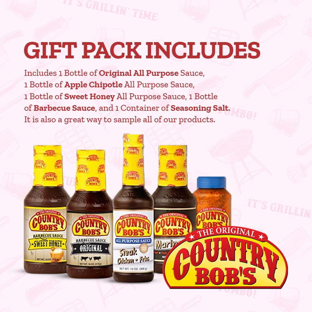 Country Bobs Seasoning & Rub Variety Pack - All Purpose, Original BBQ, Sweet Honey BBQ Sauce, 75 Ounce (Pack of 5)