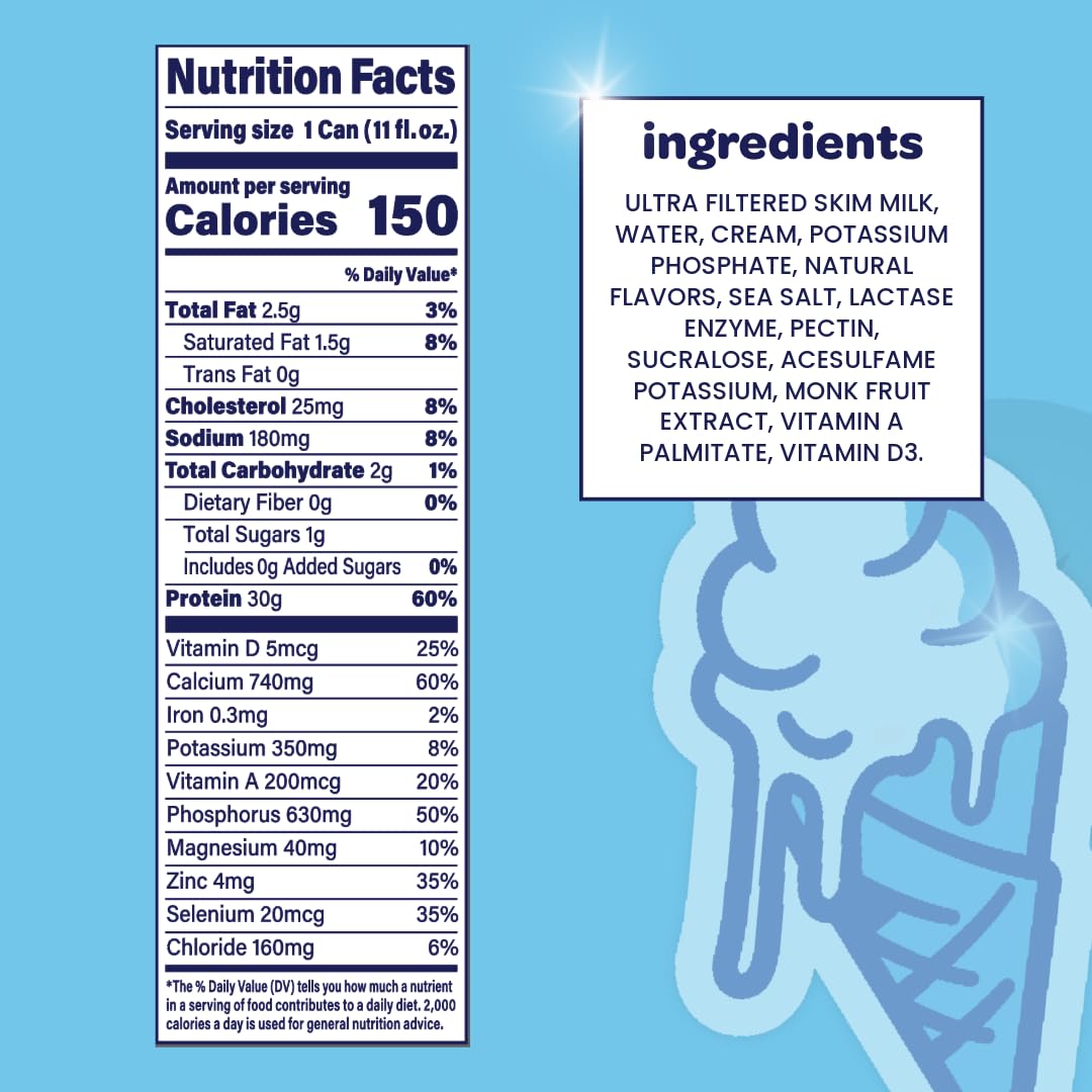 Nurri Protein Milk Shake - Vanilla, Lactose-Free, Low Sugar, 30g Protein, 11 fl oz (Pack of 12), 150 Calories, 10 Vitamins & Minerals