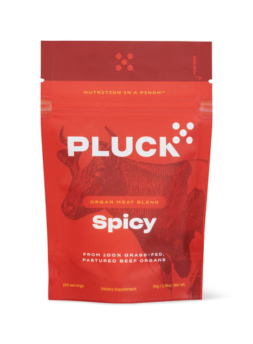 Pluck Spicy Organ Meat Blend Seasoning | From Grass-Fed & Grass-Finished Pastured Beef Organs with Redmond Real Sea Salt | 100 S