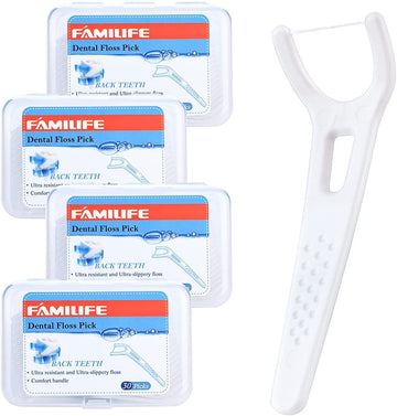 Dental Floss, Familife Unwaxed Dental Floss Picks Unflavored Fluoride Free Back Teeth Toothpicks Flossing Flossers Threaders Sti