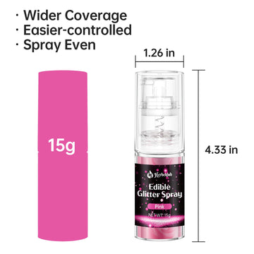 Pink Edible Glitter Spray - 15G Edible Pink Glitter For Cakes Food Grade Shimmer Powder Cake Sprinkles For Cookie Decorating Cho