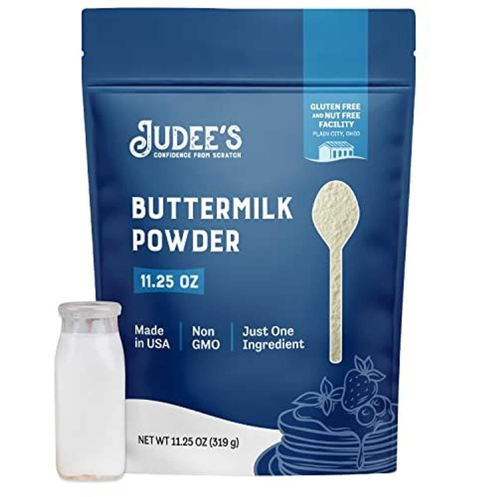 Judees Buttermilk Powder - Gluten-Free Baking Mix - 11.25 oz - Perfect for Pancakes, Fried Chicken, and Cornbread