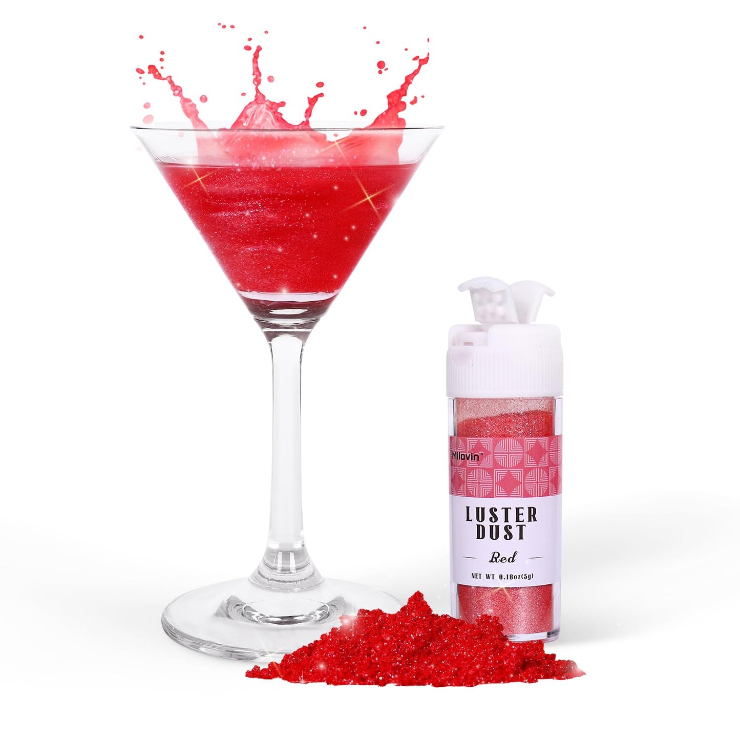 Red Edible Glitter for Drink, 5g Red Luster Dust Edible for Cake Decorating, Edible Glitter for Cocktails, Baking, Chocolate, Co